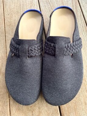Rothy's Black Knit Braided-Detail Mules